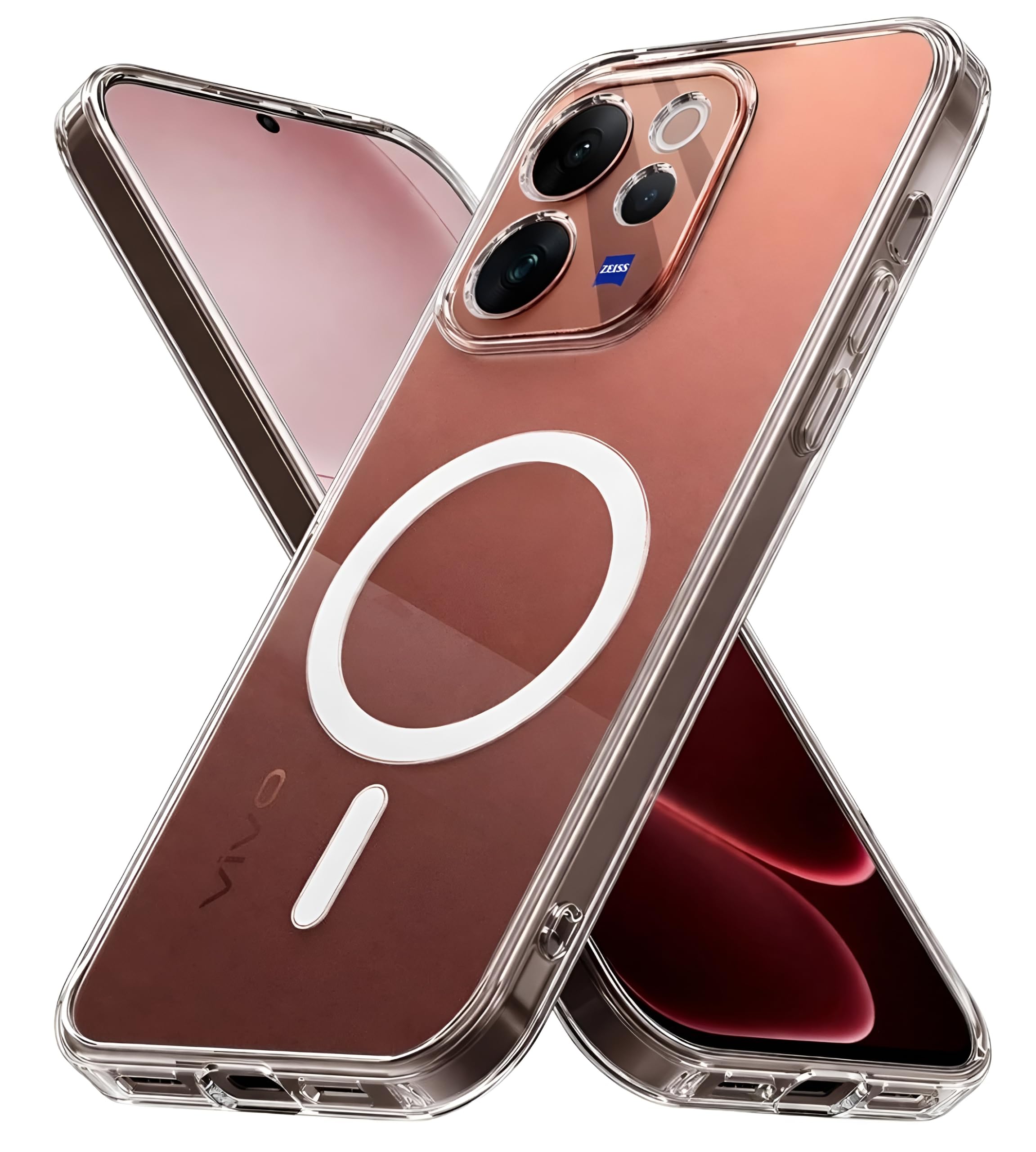 ZOBRIX Back Case Cover Compatible for Vivo V70 5G / V70 Elite 5G Case, Hard Case with Magnetic Ring Case Wireless Charging, PC + TPU Hybrid Technology,Shockproof Bumper, Raised Camera Protection