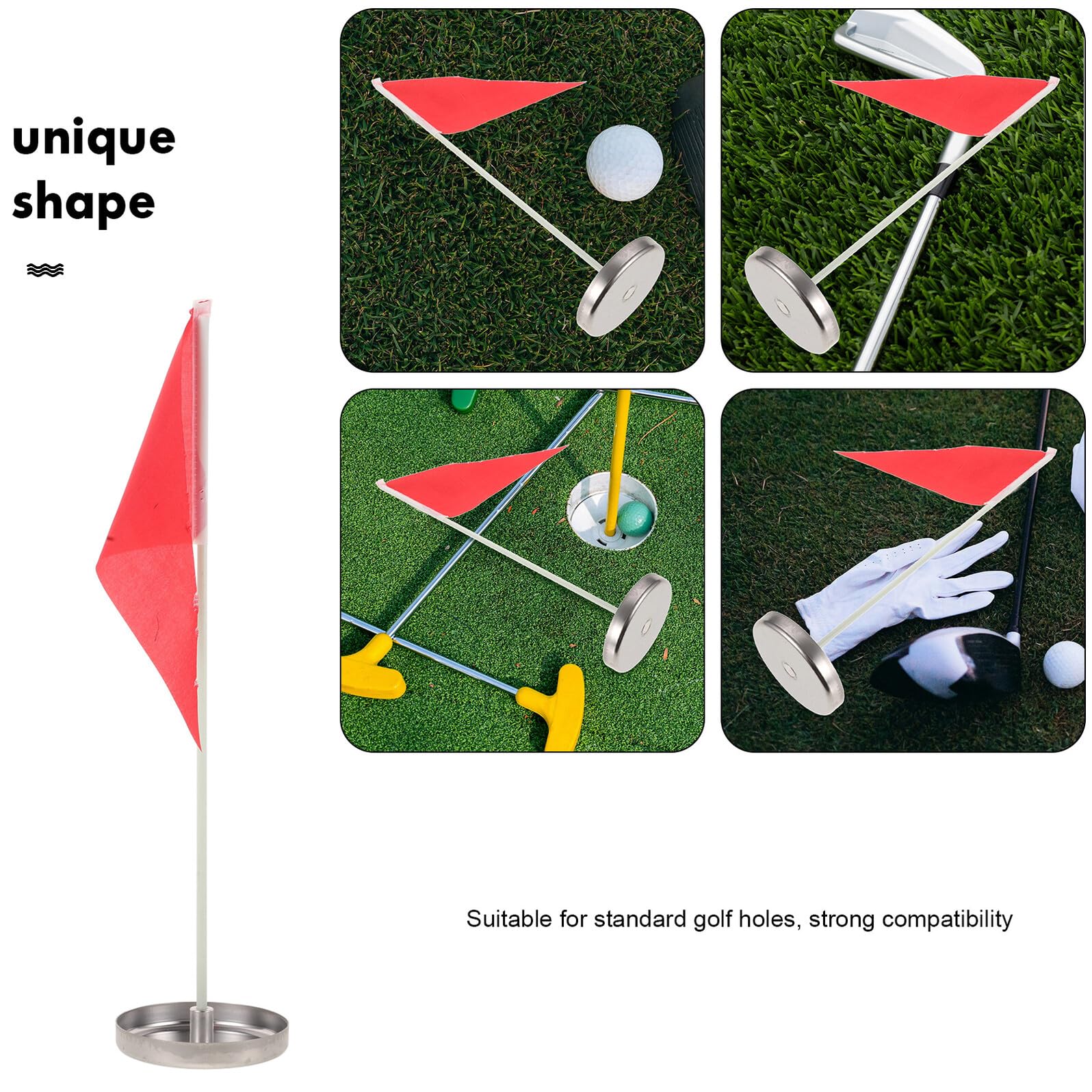 POPETPOP Lot de 2 Drapeaux de Golf Portables avec Coupelles Inox 10 CM Trous de Putting pour Entraînement Intérieur et Extérieur Accessoires de Golf Résistants aux Intempéries Cible