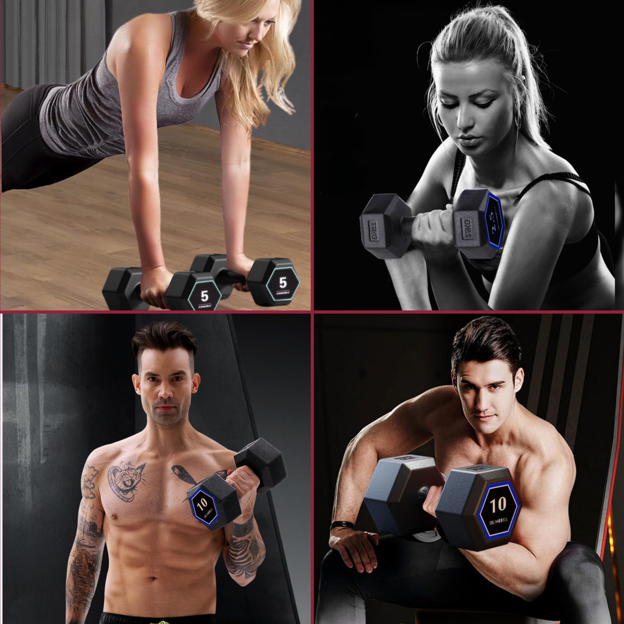 MAGIC SELECT Set di 2 Manubri da in PVC E Ferro Sabbiato, Pesi da Palestra, Manubri Antiscivolo, Ideali per Allenamento di Forza E Palestra in Casa, Pesi Fitness Ergonomici.