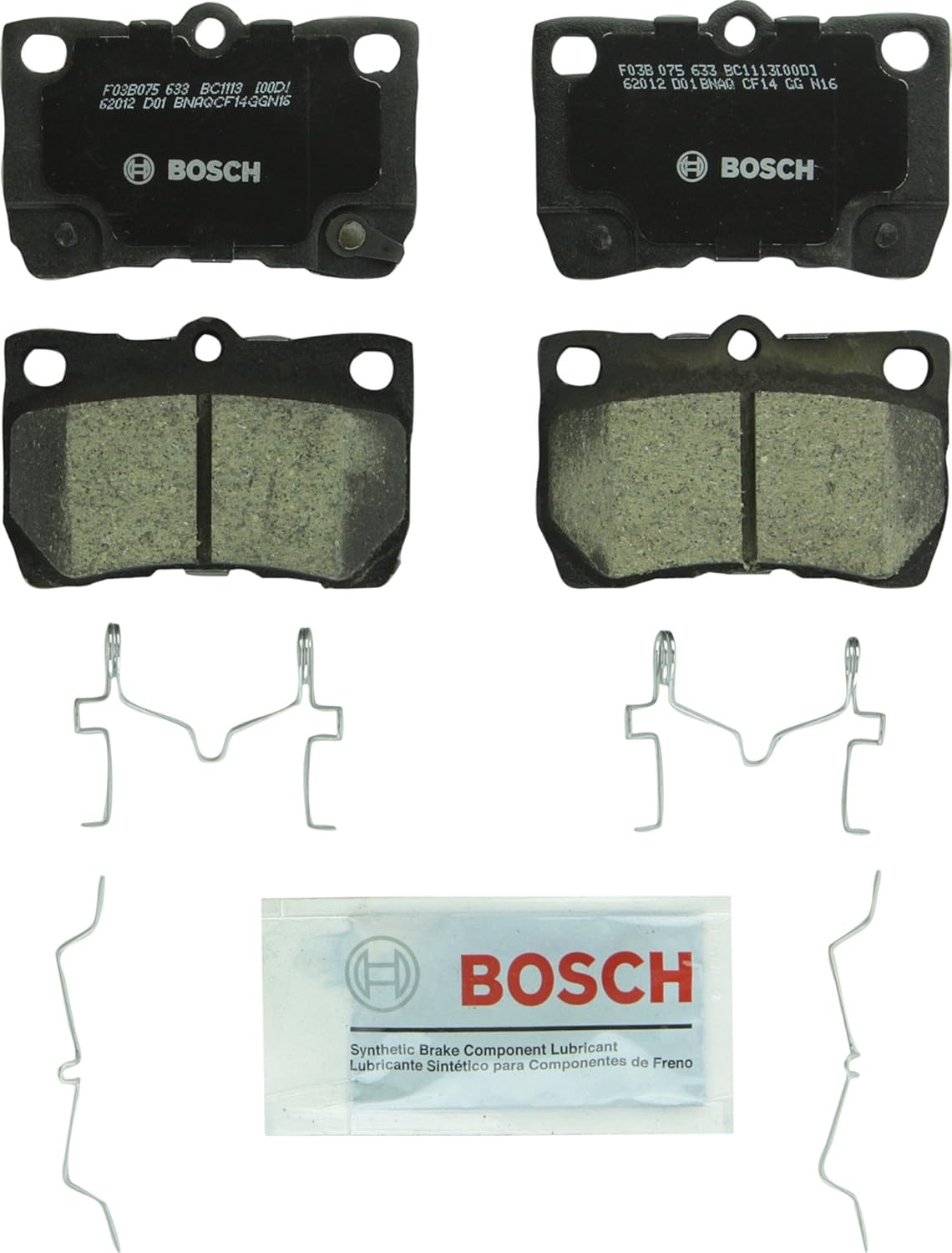 Pastilhas de Freio Cerâmicas BOSCH BC1113 QuietCast Premium - Traseiras Compatíveis com Lexus GS300, GS350, GS430, GS450h, GS460, IS250 e IS350