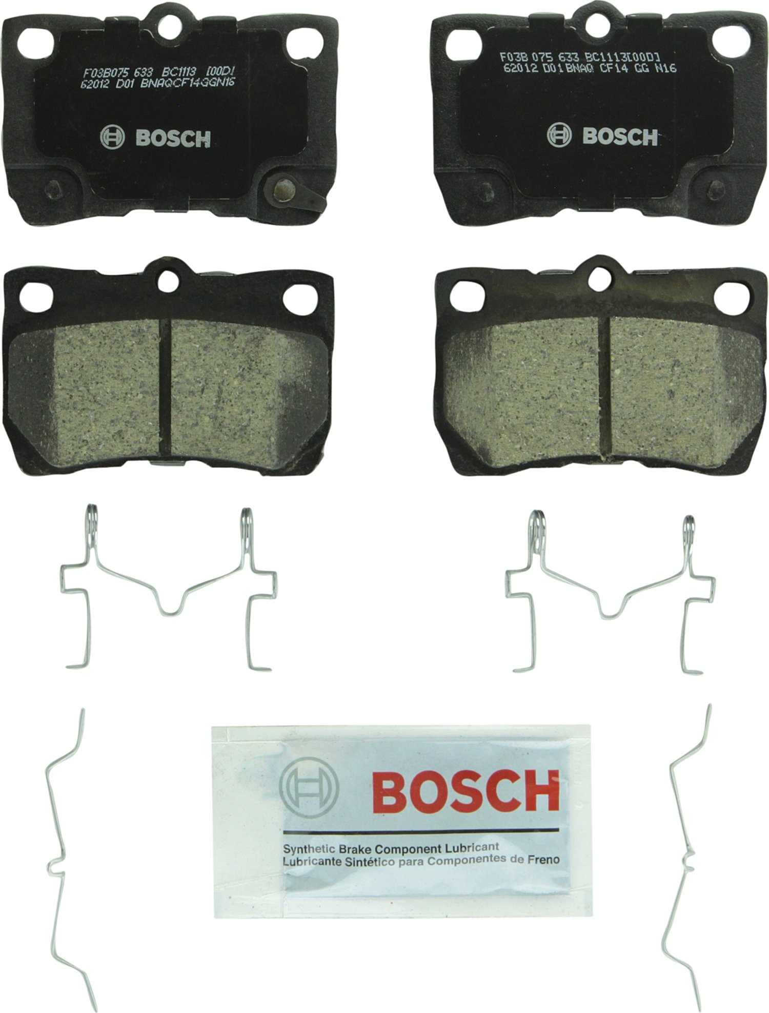 Photo 1 of BOSCH BC1113 QuietCast Premium Ceramic Disc Brake Pad Set - Compatible with Select Lexus GS300, GS350, GS430, GS450h, GS460, IS250, IS350; REAR