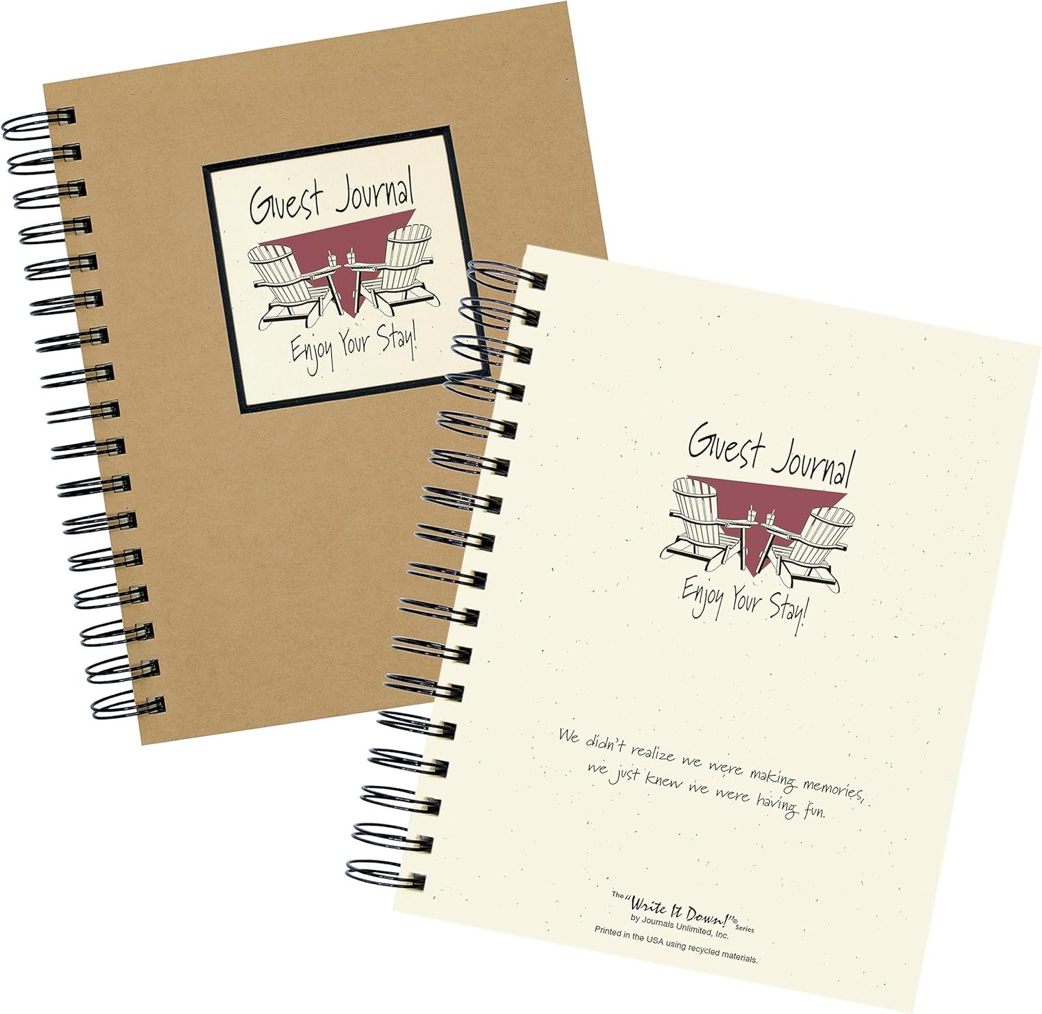 Write it Down series by Journals Unlimited, Guided Journal, Guest Journal, Enjoy Your Stay!, Full-size 7.5"x 9", Kraft Hard Cover, Made in USA