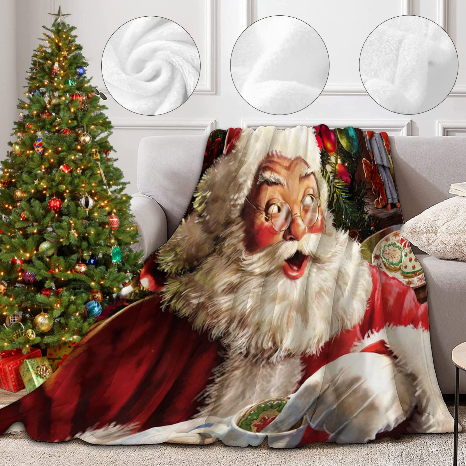 RDJSHOP Manta Navidad Feliz Navidad, Manta Navideña de Franela Santa Manta Mullida Ultra Suave y Acogedora para la Decoración del Hogar, Vacaciones de Invierno,Style6-150x200cm