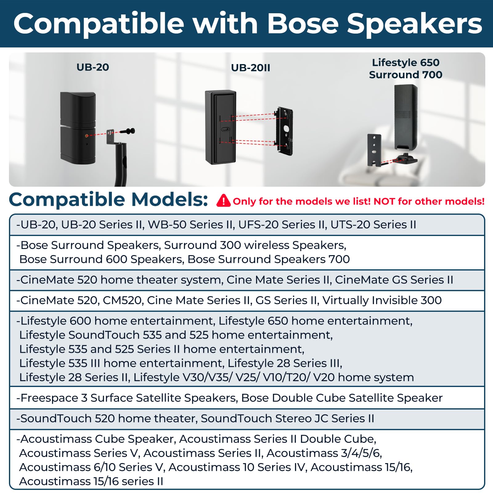 Höhenverstellbarer Ständer für Bose Lautsprecherständer, mit Slideconnect Halterung, für Bose Surround Lautsprecher, Surround 700, OmniJewel Lifestyle 650, CineMate GS Serie II, für OmniJewel