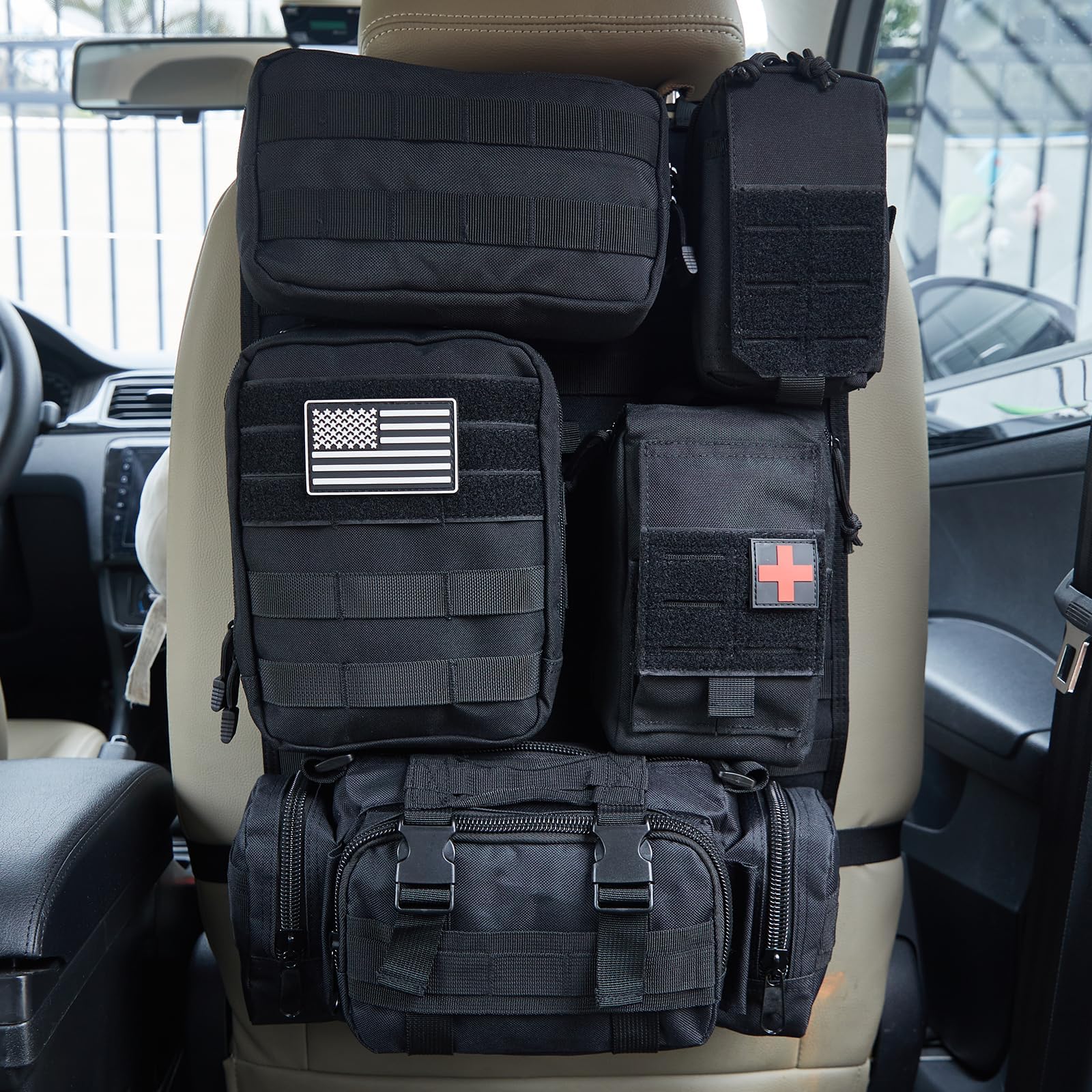Tactical Car Seat Back Organizer with 6 Different Size