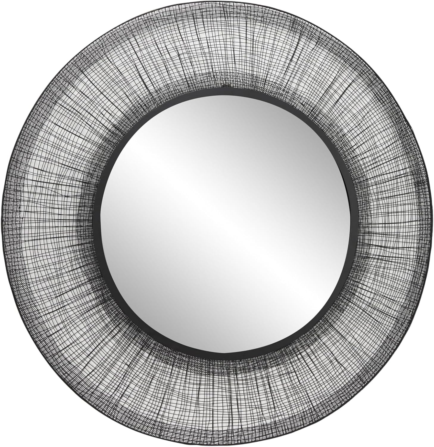 Deco 79 Metal Room Wall Mirror Starburst Entryway Mirror, Wall Mounted Mirror 40" x 1" x 40", Black