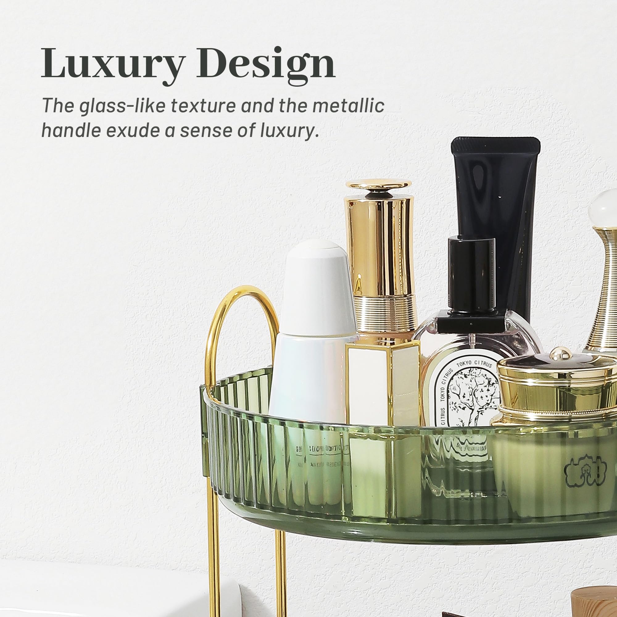 Organizador de maquillaje giratorio para tocador, organizador de perfume para el cuidado de la piel, pintalabios para encimera de baño, almacenamiento transparente de maquillaje para tocador,