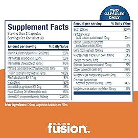 Bariatric Fusion Bariatric Multivitamin Without Iron | Post Bariatric Surgery Patients | Iron Free Bariatric Vitamin for Gastric Bypass and Sleeve Gastrectomy | 60 Capsules | 1 Month Supply