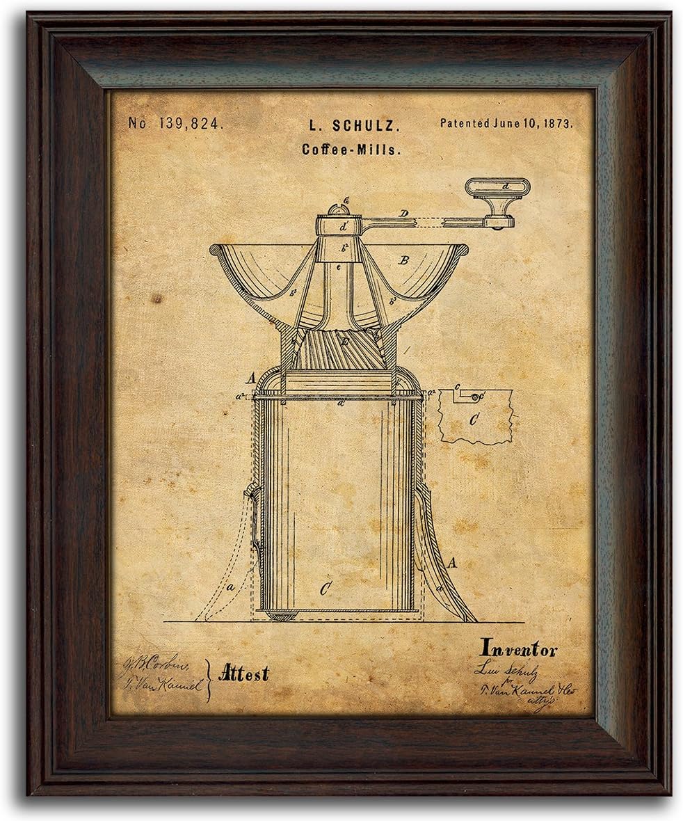 2 pc Framed Modern Patent Set - Coffee 14"x17" each