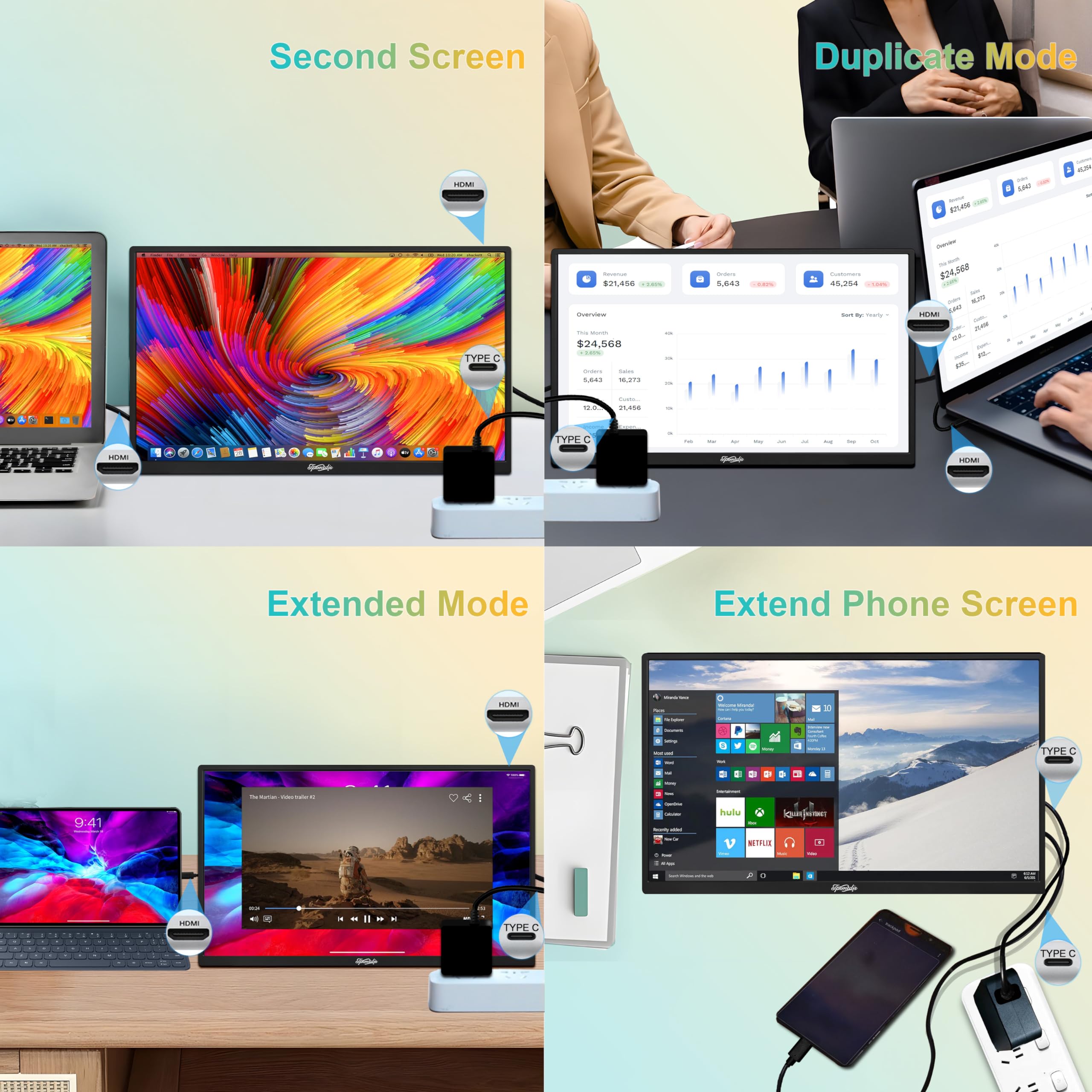 Amazon.com: Tpsmtdis 18.5inch Portable Monitor, Laptop Monitors