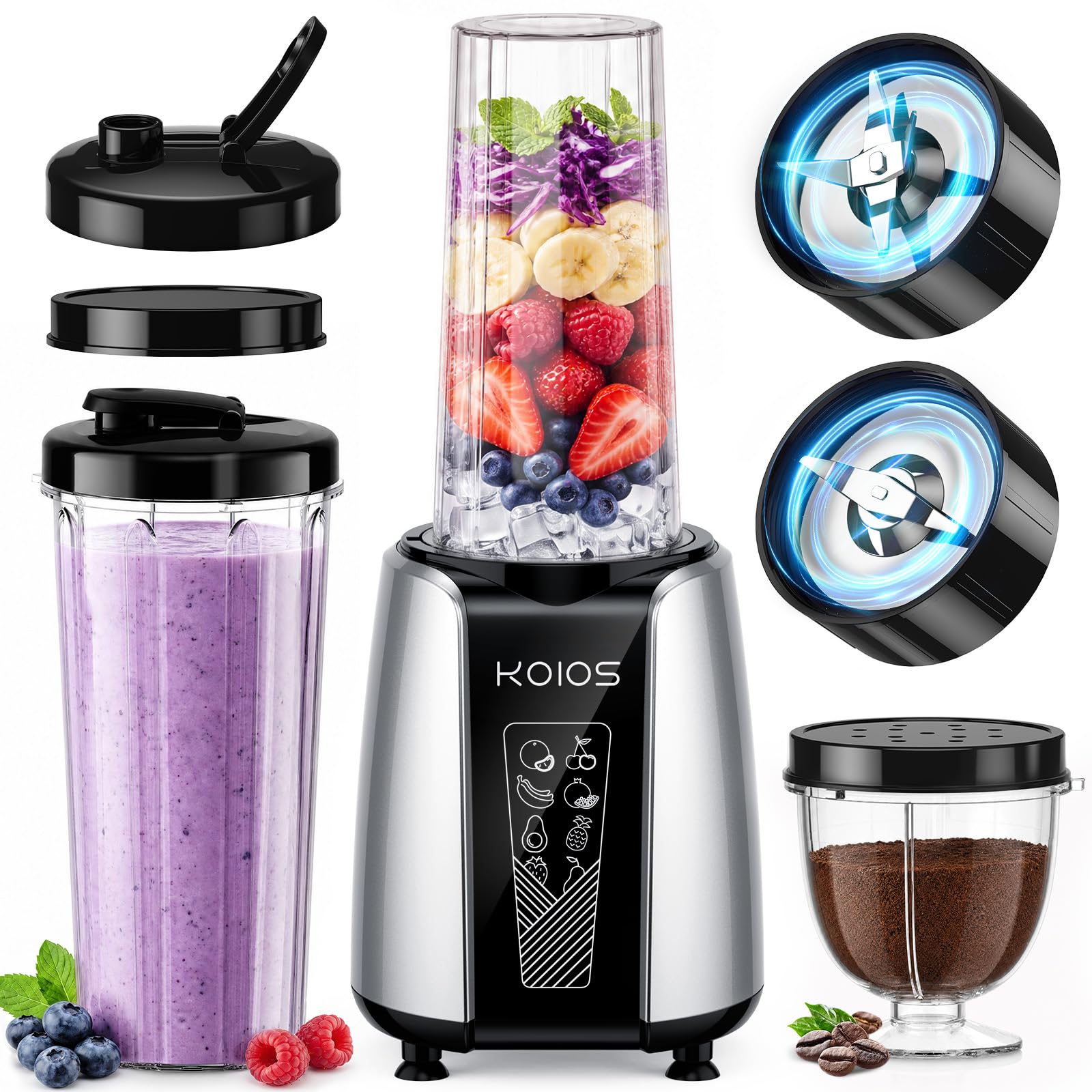 KOIOS Smoothie Blender, 1000W Blenders Smoothies and Shakes, Frozen Drinks