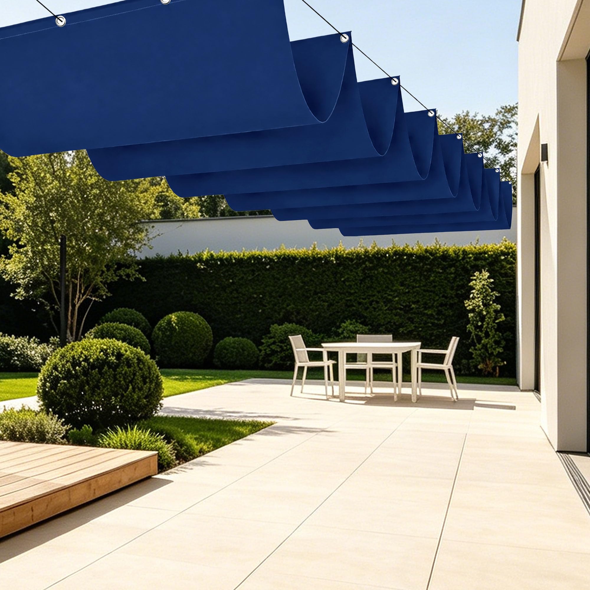 Voile d'ombrage rétractable de 450x440 cm pour protéger votre salon de jardin et patio du soleil