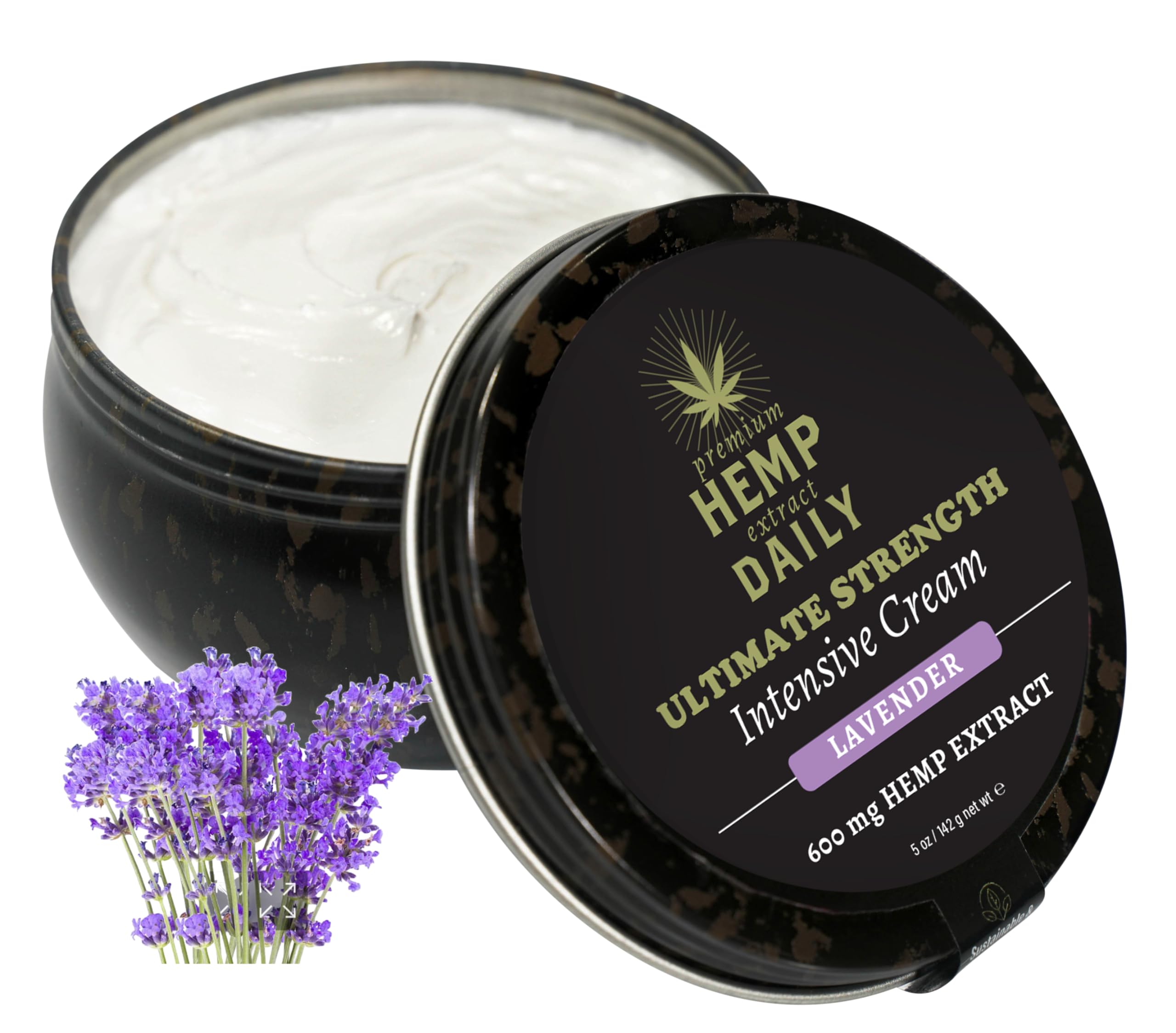 Earthly Body Premium Hemp Extract Daily Ultimate Cream - Menthol, Argan, Jojoba, Rosehips - Lightweight, Fast-Absorbing Moisturizing Topical Lotion with Essential Oils - Lavender, Single 5oz