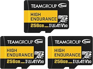 TEAMGROUP HIGH Endurance 256GB 3 Pack Micro SDXC UHS-I U3 V30 4K 100MB/s (Designed for Monitoring) Memory Card for Wyze, Dash Cam, Security Camera, 4K & Full HD Video Recording THUSDX256GIV3065