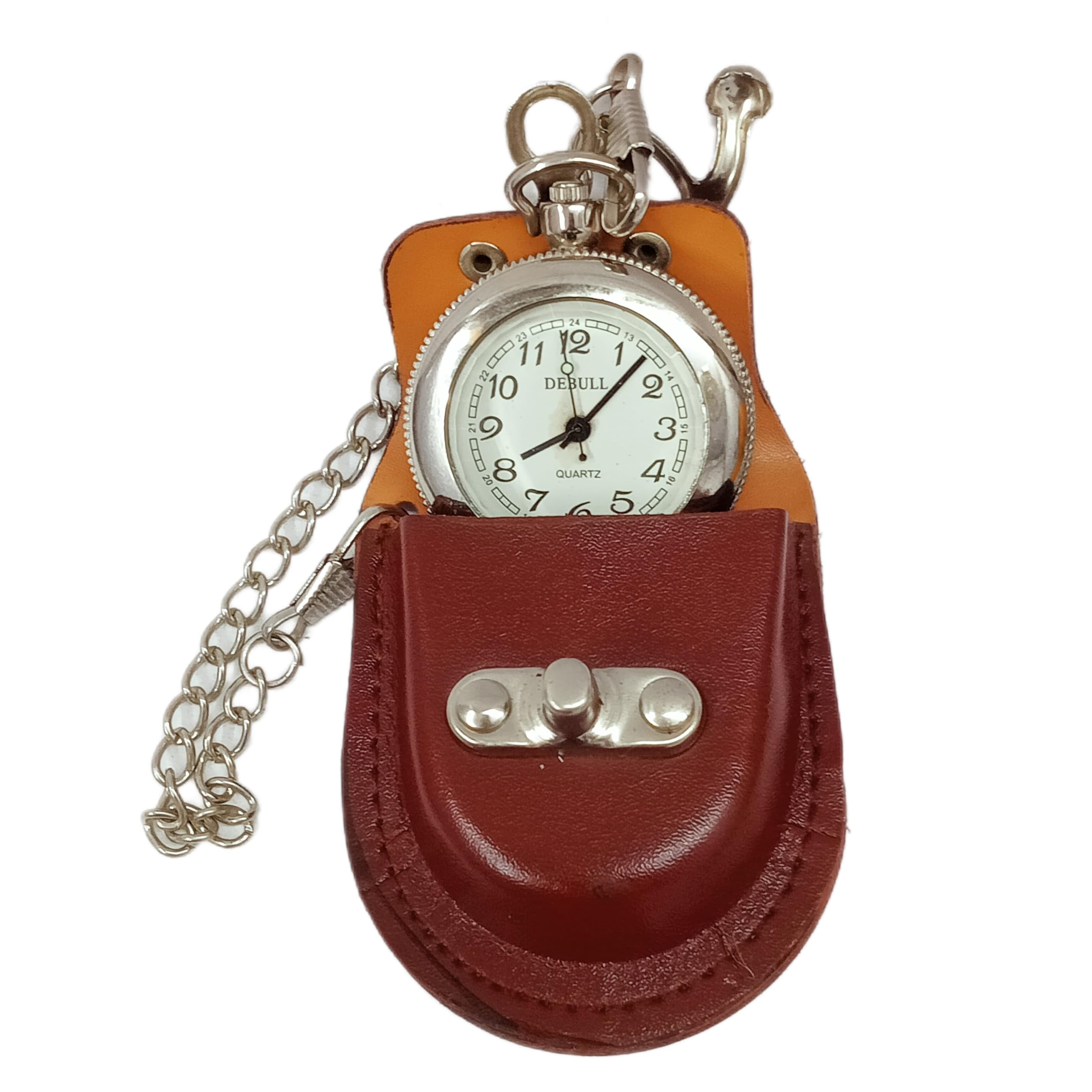 Classic Quartz Pocket Watch with Leather Pouch & Chain | Vintage Style Analog Watch for Men & Women-image-19