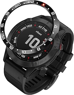 Stainless Steel Bezel Ring Compatiable with Garmin Fenix 6X/6X Pro Watch, Bezel Ring Adhesive Cover Anti Scratch & Collision Protector for Garmin Watch Accessory (Black - Not For 6/6 Pro)