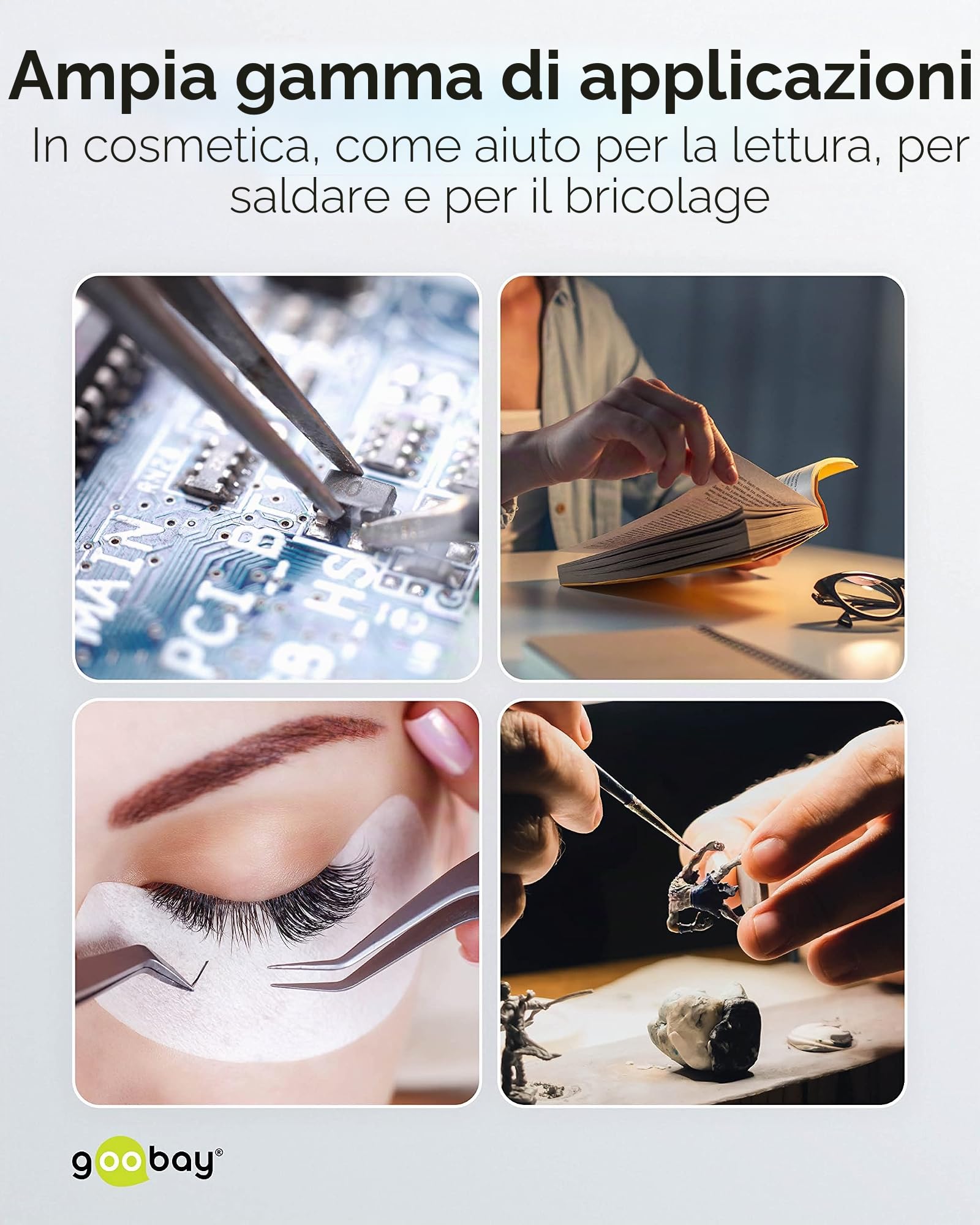 goobay 60361 Lampada con Lente d'Ingrandimento a LED, in plastica, 8 W, Potenza assorbita, Temperatura Colore 6500 K, Flusso Luminoso 650 lm, Tensione di Funzionamento 230 V (AC), Bianco, Weiß