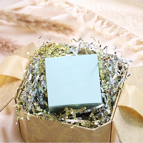 Miniatura 7 de PAPER FAIR 1 libra de papel de seda de rafia metálico dorado y plateado, relleno de papel de seda de rafia de pascua, cojín de ropa de cama,