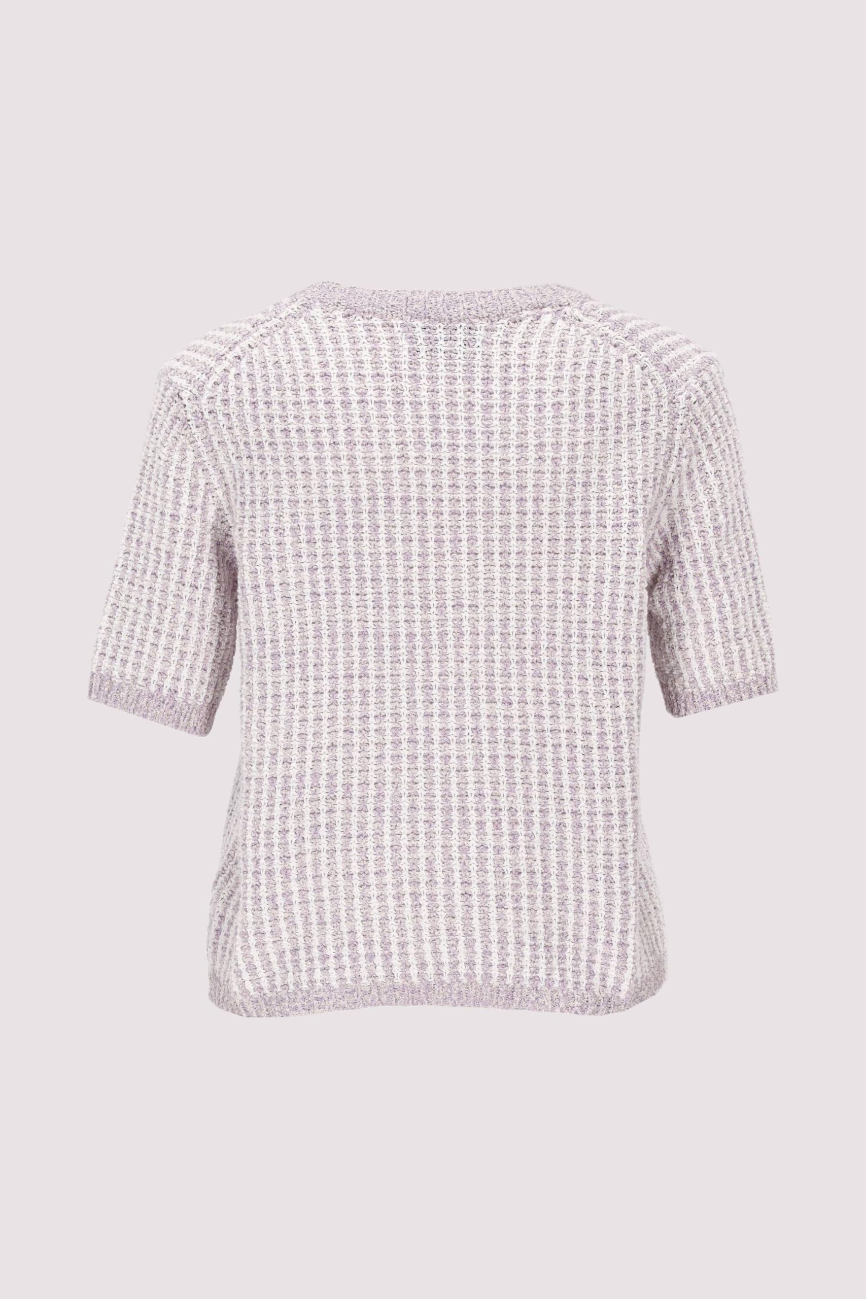 Marc O'Polo Denim Damen Pullover Kurzarm Loose Fit, Lila (Light Purple Multi 01), M