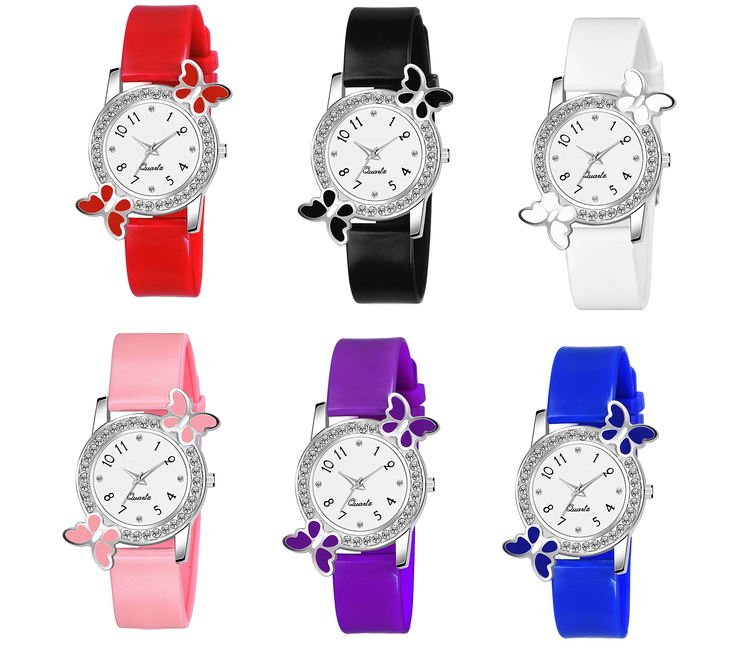 KIARVI GALLERY Analogue Butterfly Designer Girls Watch (White Dial Multicolored Strap Pack of 6) (B07NWL4P15) Amazon Price History, Amazon Price Tracker