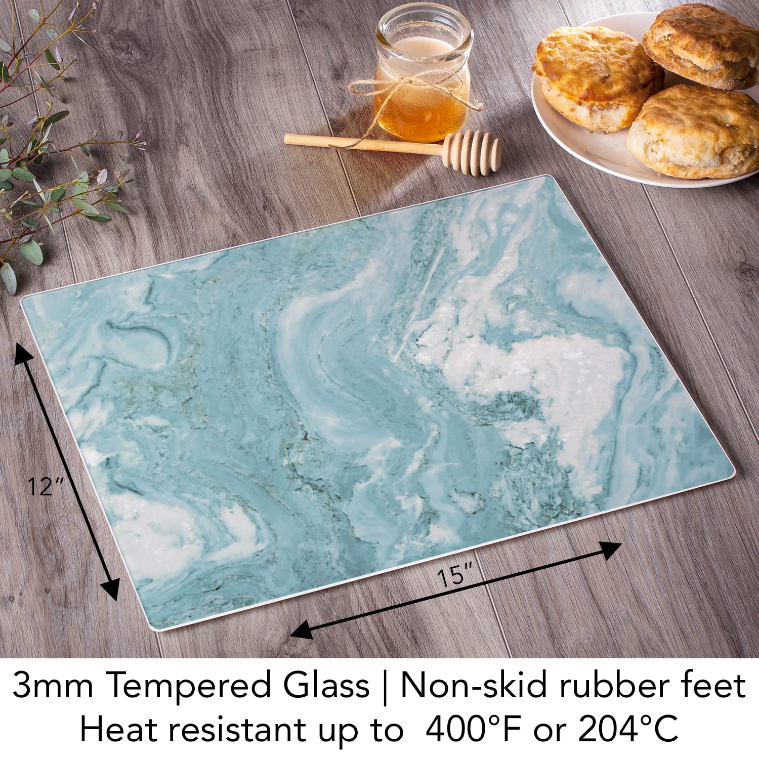 CounterArt 23119 - Tabla de cortar (cristal, 15 x 12 pulgadas), color blanco