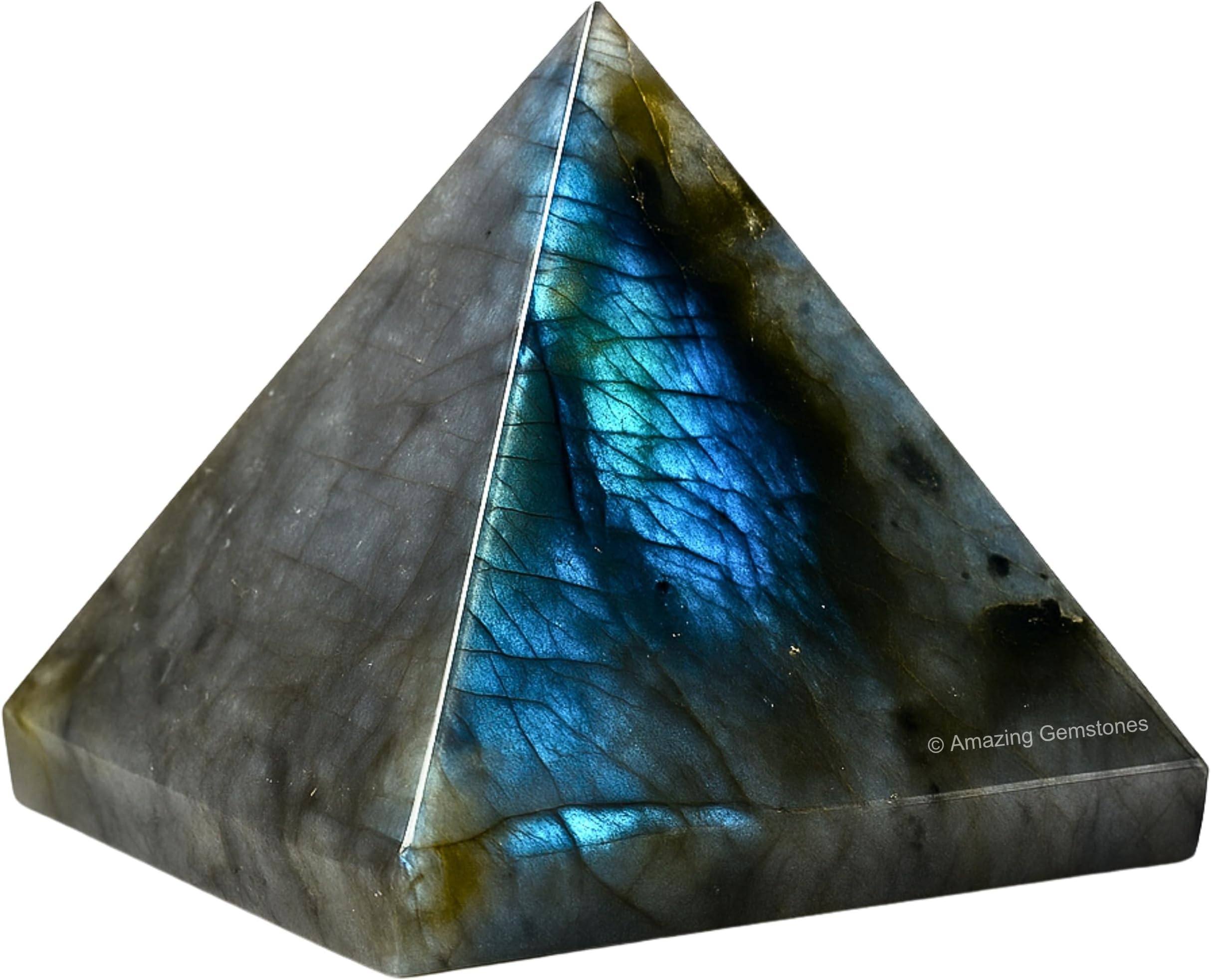 Amazing Gemstone Labradorite Pyramid Crystal Healing Stones - 1.5" Great Pyramid Figurine of Natural Stone Pyramid for Meditation, Reiki, Chakra Balancing and Crystal Pyramids Grid