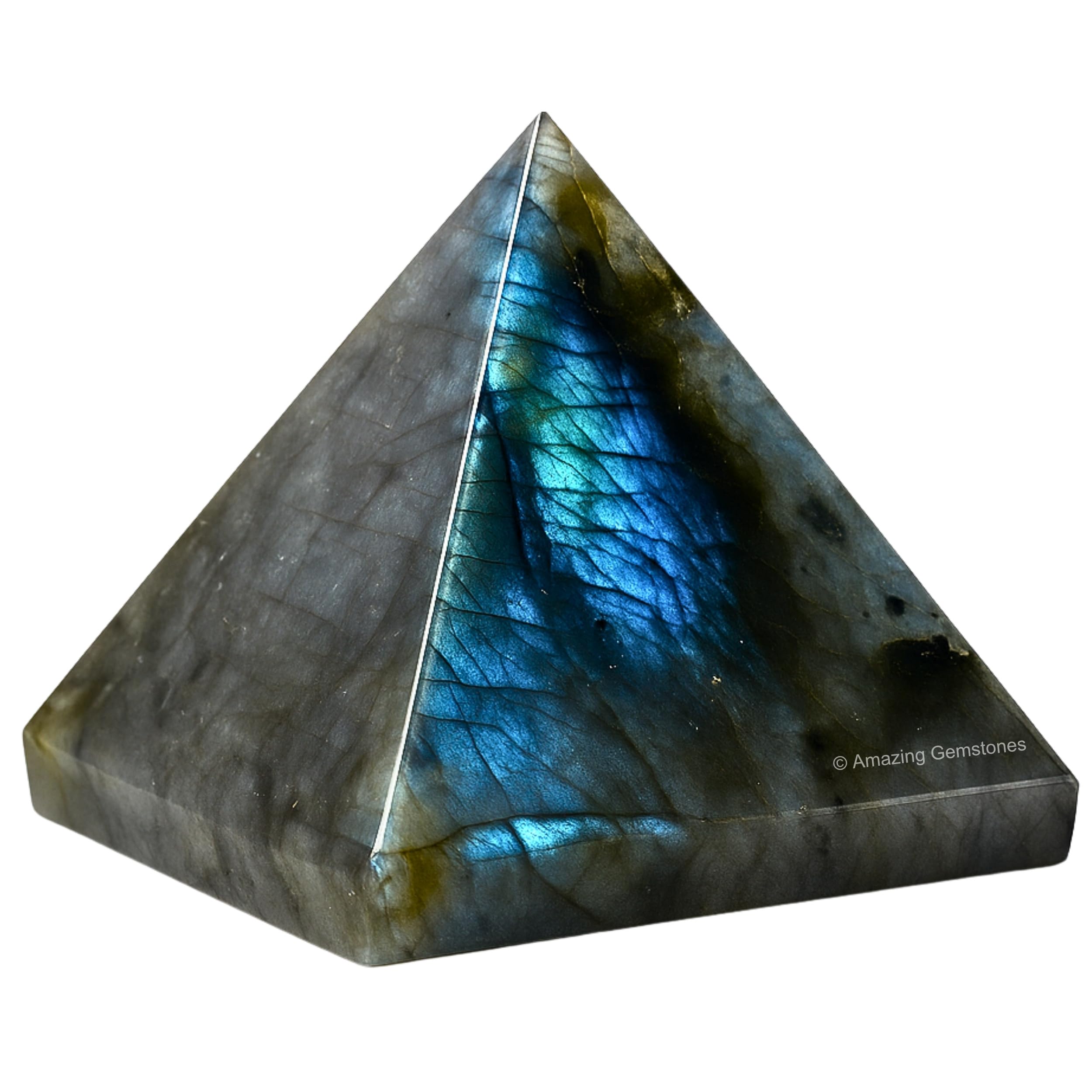 Amazing Gemstone Labradorite Pyramid Crystal Healing Stones - 1.5" Great Pyramid Figurine of Natural Stone Pyramid for Meditation, Reiki, Chakra Balancing and Crystal Pyramids Grid