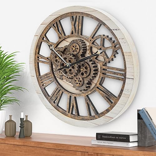 Miniatura 20 de HOIBAI Reloj de pared, relojes de pared grandes para decoración de sala de estar, 18 pulgadas, funciona con pilas, silencioso, sin tictac, moderno,