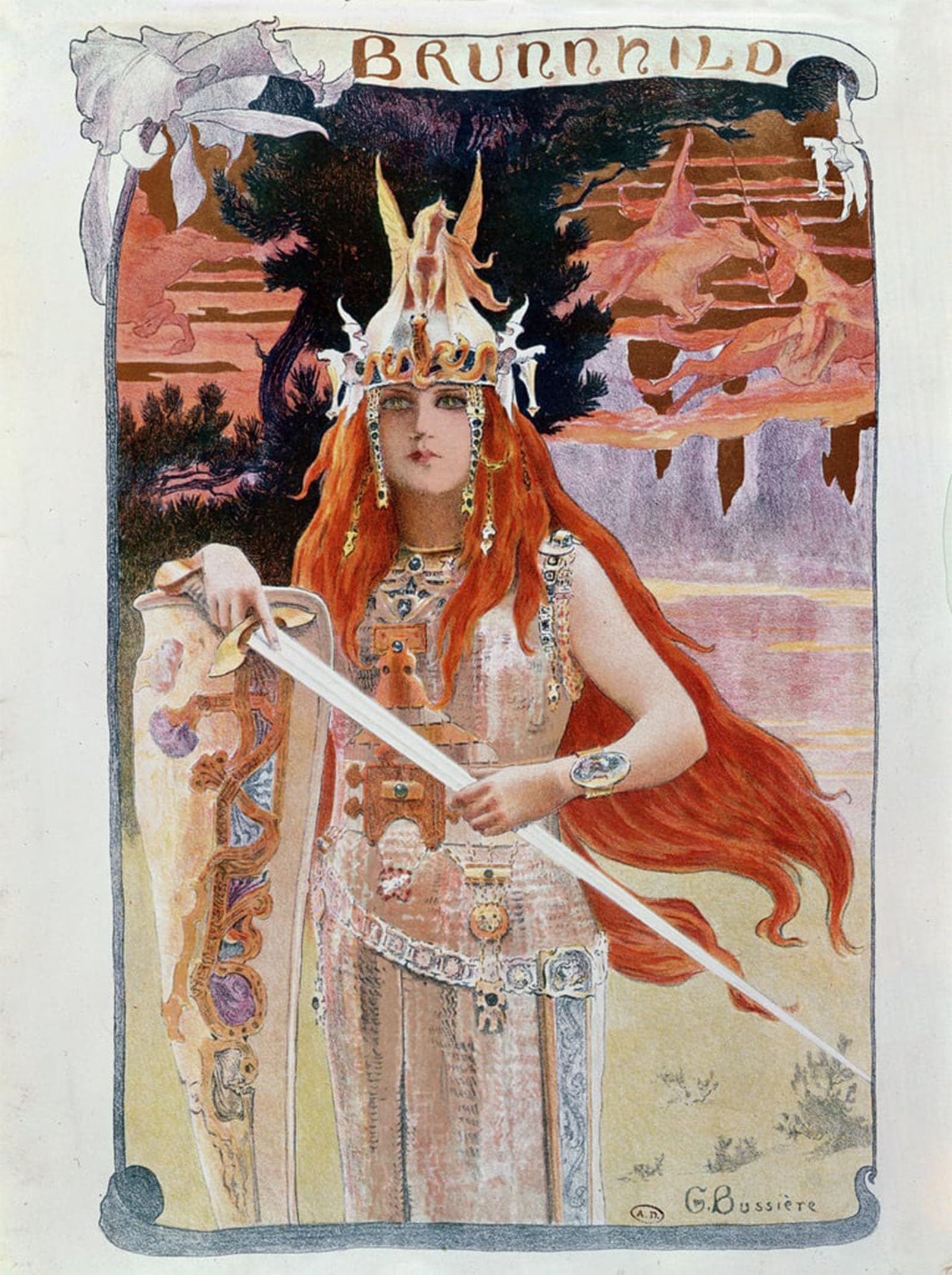 SERENDIPITP Vintage Picture Print on Canvas Wall Art Poster Brunnhilde by Gaston Bussiere Artwork Print Poster for Wall Decor 60x90cm