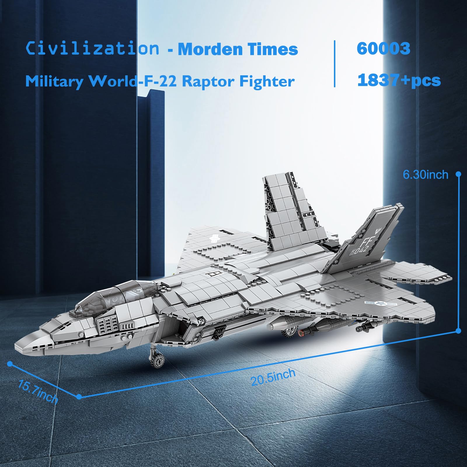 JMBricklayer F-22 Raptor Kampfjet-Bausteinset, Militärflugzeug-Spielzeug-Armee-Bausets, Spielzeuggeschenke für Kinder ab 14 Jahren, Erwachsene und Militärfans 60003