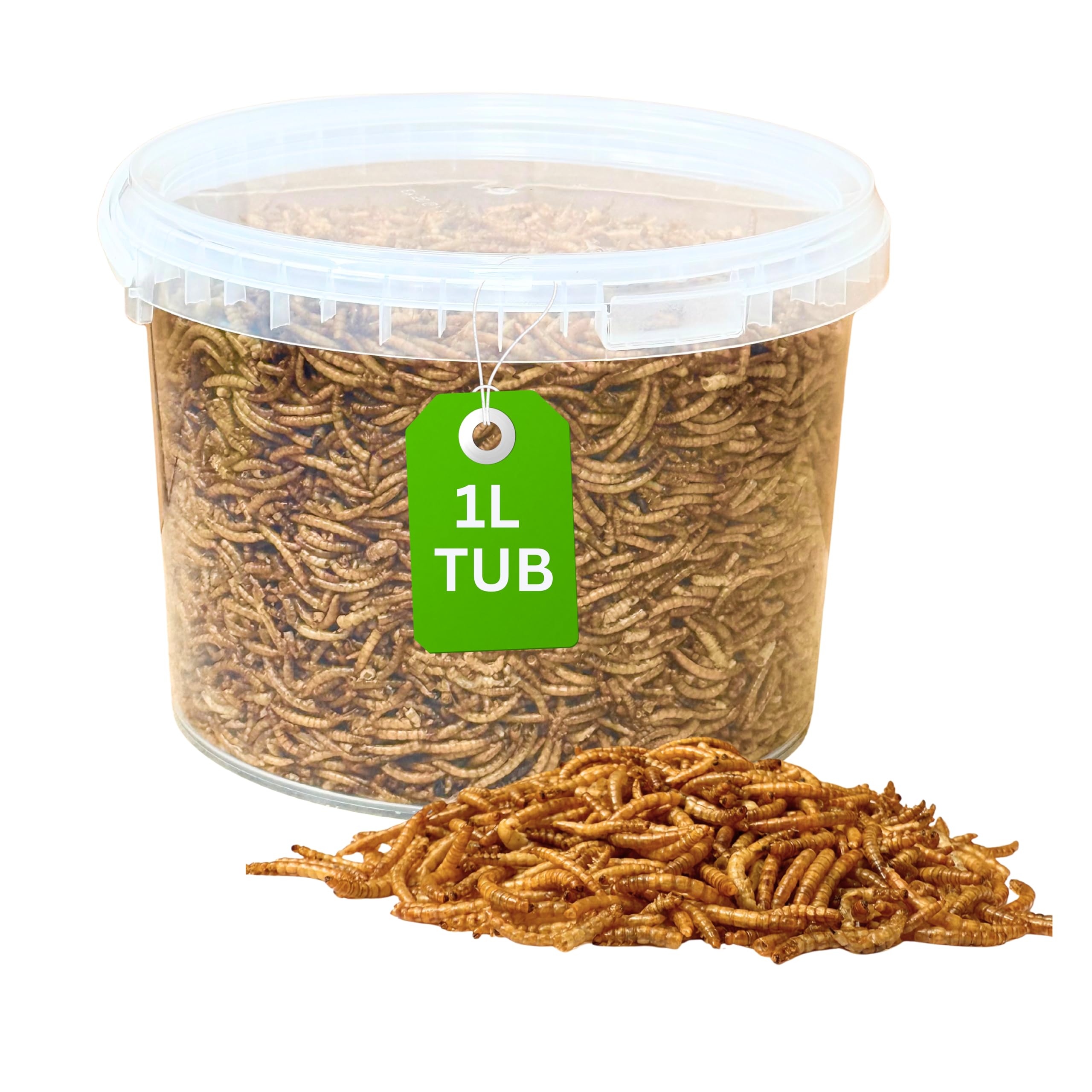 Premium Mealworms Wild Bird Food, Protein Food for All Species, Natural High Energy Feed, No Mess Bird Food for All Birds (1L Tub, Mealworms) — image 1