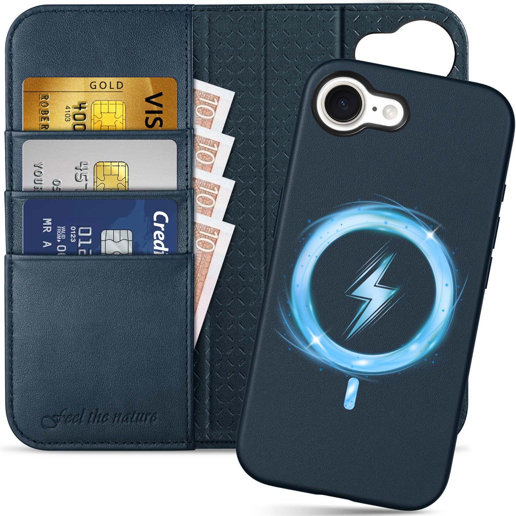SHIELDON Abnehmbare Hülle für iPhone 17e/iPhone 16e 6,1", Marineblau