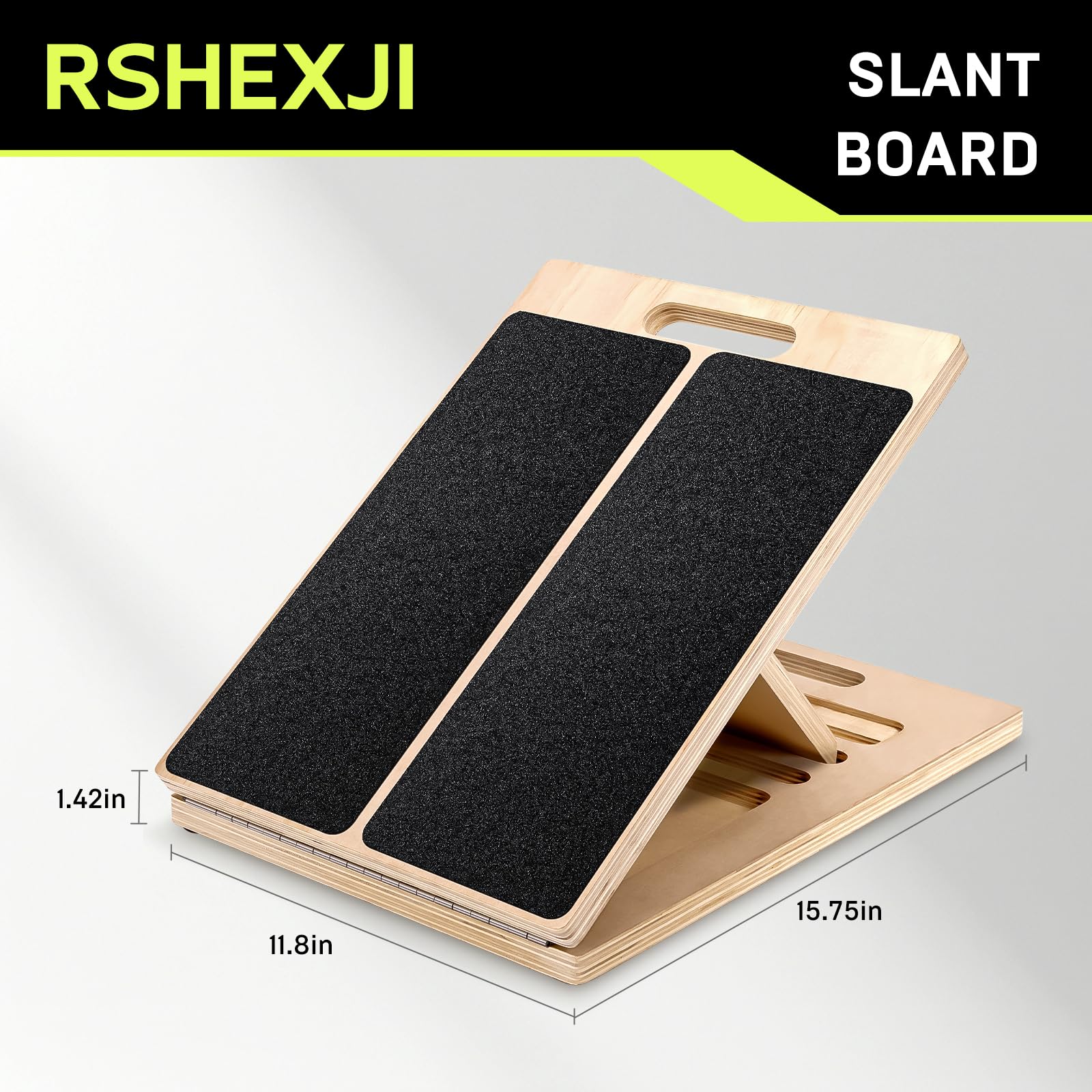RSHEXJI 3rd Gen Adjustable Slant Board for Calf Stretching & Squat Wedge – Non-Slip Physical Therapy Equipment, Portable Rehab Stretching Board for Flexibility, Recovery & Strength Training