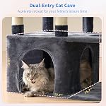 Heybly Arbre de chat, 71-Inch Tour de chat Tall pour les grands chats de Maine Coon avec une base extra-large, Meubles Condo Cat avec des plates-formes multi-niveaux, 2 Hamacs et 12 Postes de scratching, gris fumé HCT037G