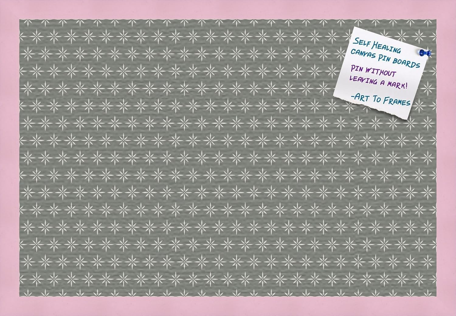 PinPix Decorative pin Cork Bulletin Board Made from Canvas, Retro Pattern Printed at 24x16 Inches and Framed in Baby Pink Stain on Beech (PinPix-384)