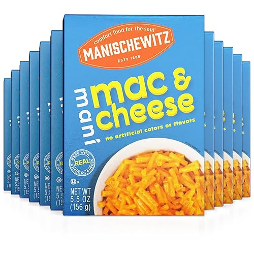 Manischewitz Kosher Mac  Cheese 55 onzas paquete de 12 Fabricado con queso cheddar real sin colores artificiales de sabores certificado Kosher
