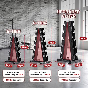 Papababe Dumbbell Stand, A-Frame Weight Storage Rack for Dumbbells, Barbell Holder, Heavy Duty Dumbbells Storage with T Bar Row Attachment for Home Gym (Dumbbell Rack Stand Only)
