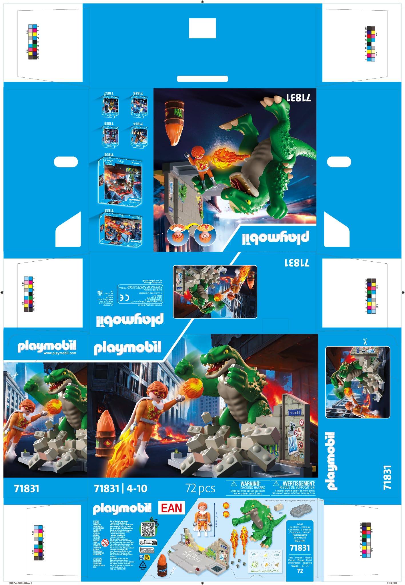 PLAYMOBIL Hero Showdown with Giant Lizard Set da gioco con statuine, Sfida eroica con lucertola gigante