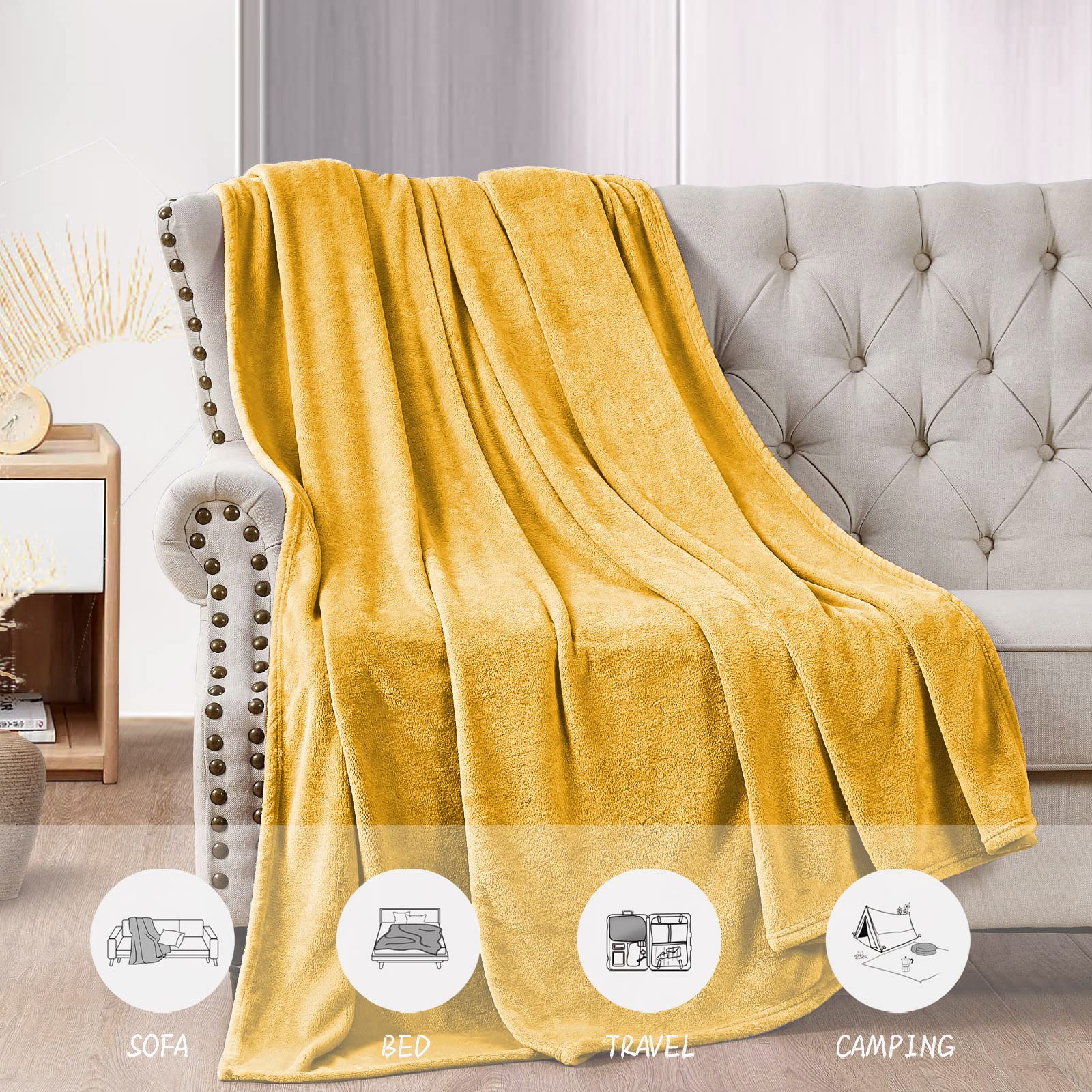 Delerain Coperta Morbidissima In Pile Di Flanella - 100% Microfibra, Leggera, Adatta A Divano, Letto, Viaggi, Campeggio