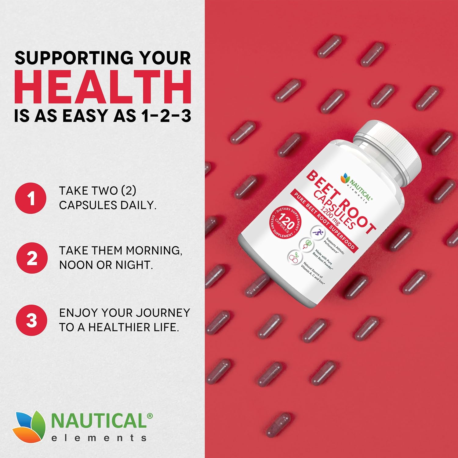 Beet Root Capsules - 1200mg Per Serving - 120 Beet Root Powder Capsules - Beetroot Powder Supports Blood Pressure, Athletic Performance, Digestive, Immune System (Pure, Non-GMO & Gluten Free - Image 5