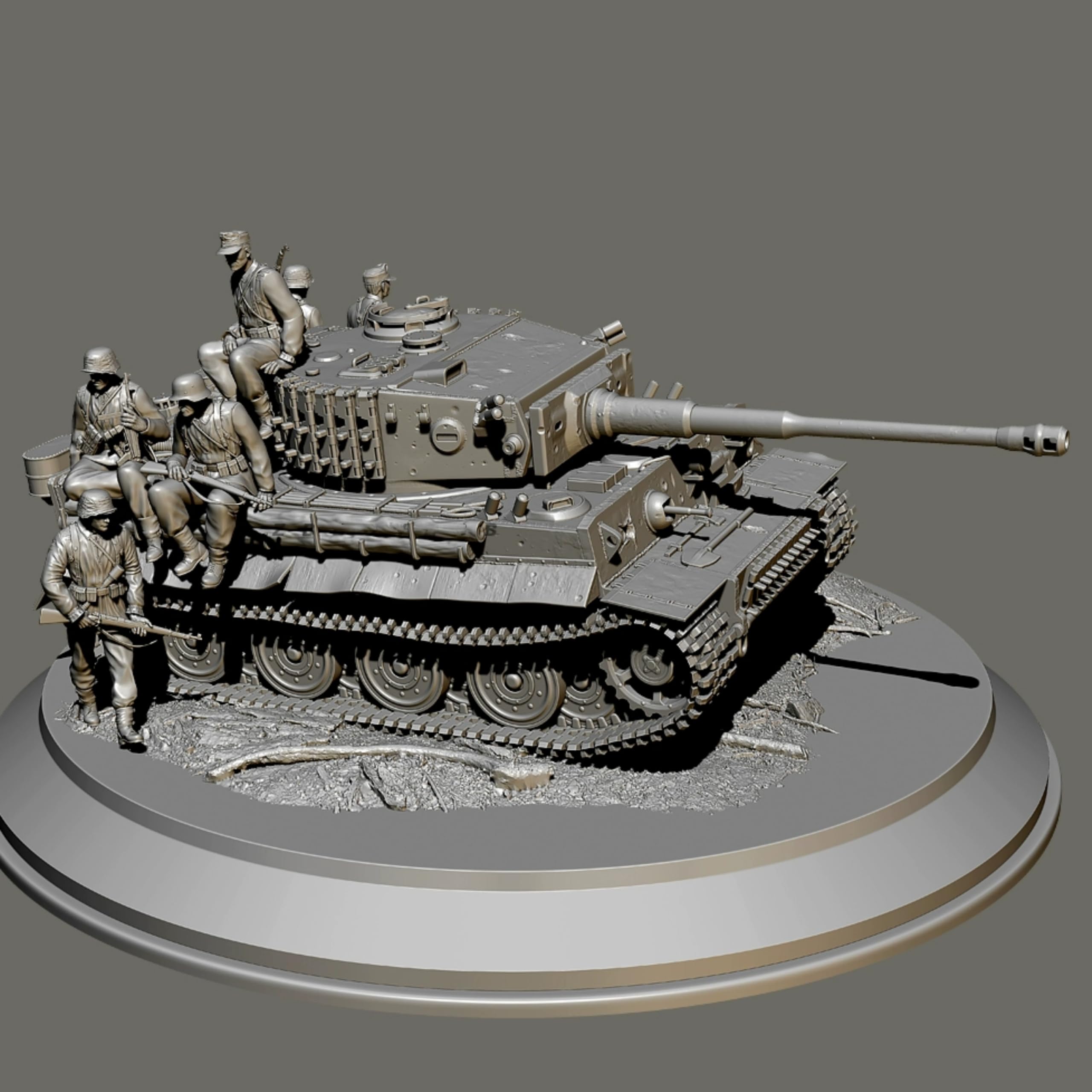 TRUEGRIS 1/35 WWII German Tank Soldier Resin Model Kit Unpainted and Unassembled (6 figures, with tank) //k5w2J5