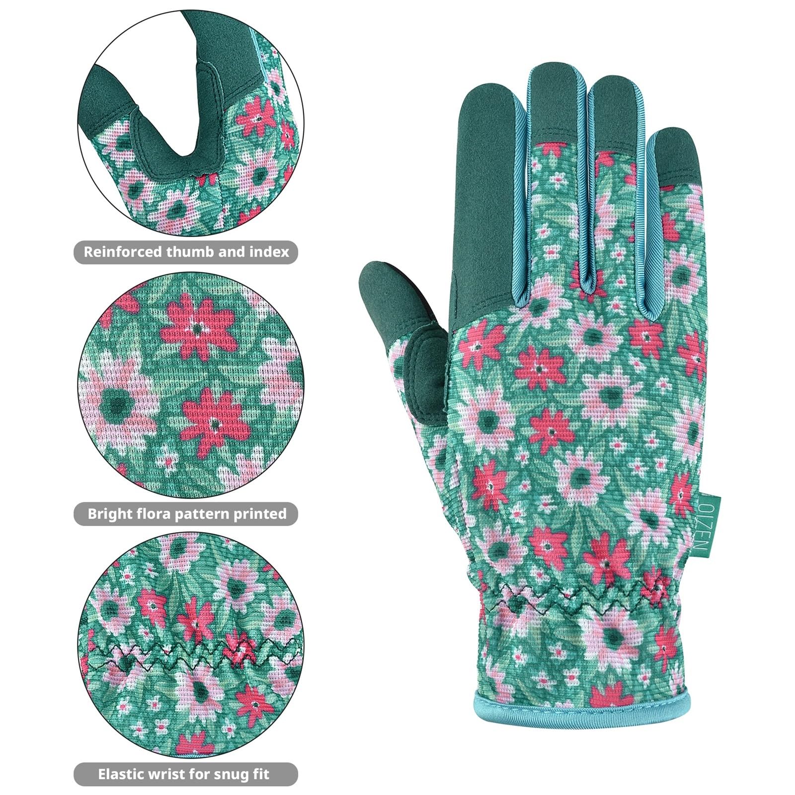 Gartenhandschuhe 1 Paar Gartenhandschuhe for Jäten, Arbeiten, Graben, Pflanzen, Gartenhandschuhe for Damen, leicht, atmungsaktiv, Touchscreen FüR Gartenwerkzeuge(Green,S)