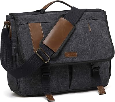 VX VONXURY 15.6 Inch Laptop Bag Mens Messenger Bag,Water Resistant Canvas Multipocket Satchel Shoulder Bag for Men, Business, Work, Travel, College