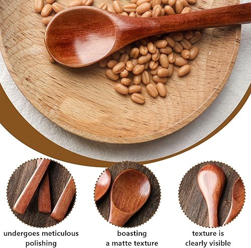 Miniatura 3 de HANSGO 12 cucharas pequeñas de madera, mini cucharas de sal de madera de 5 pulgadas, cuchara de degustación, cuchara de sopa de madera, cuchara de