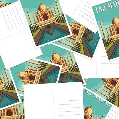 Miniatura 4 de gaeaverse Agra India - Postales de paisaje, 9 unidades, diseño de ciudades del mundo, tarjetas de felicitación para viajes de negocios