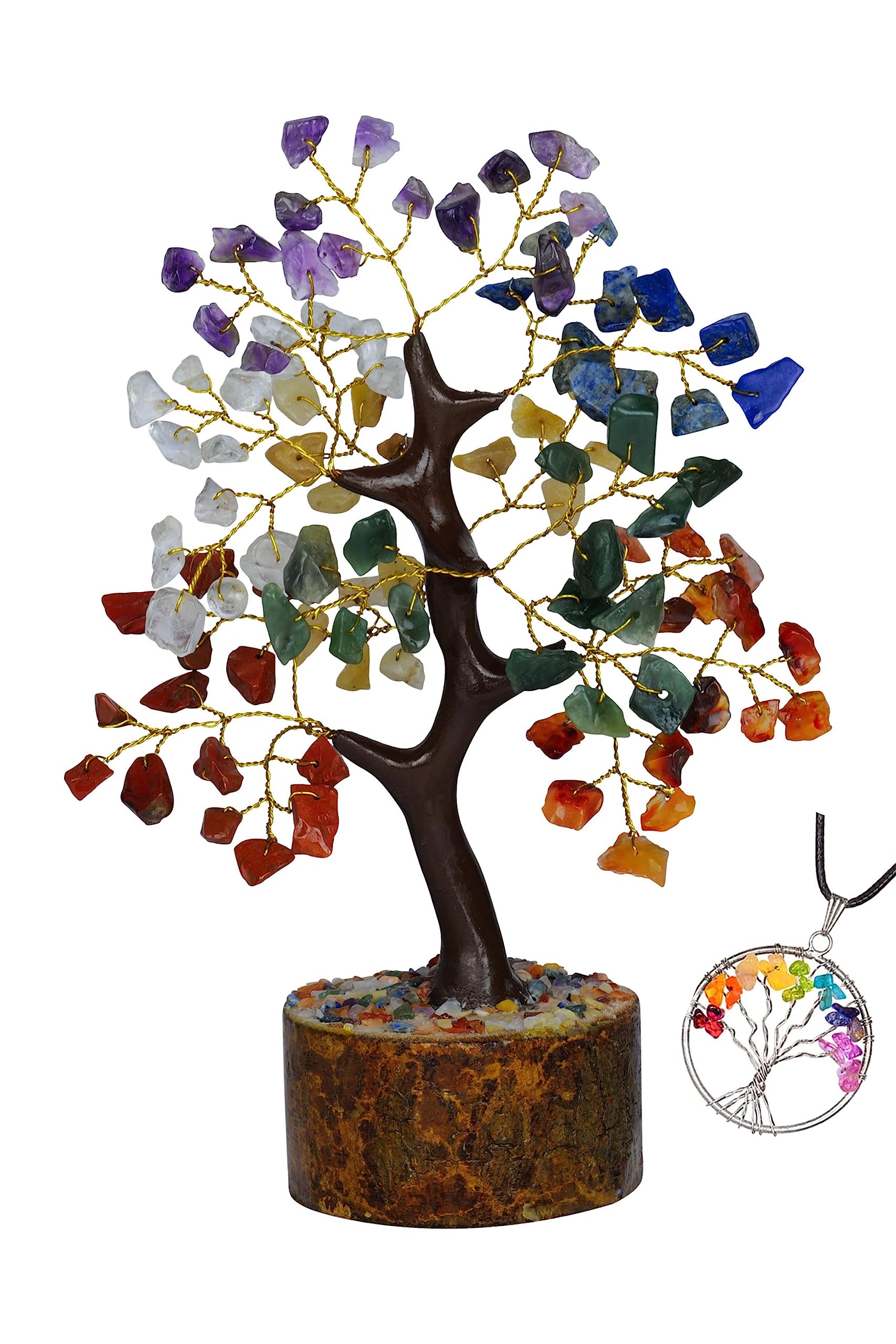 Crystal Tree - Bonsai Tree of Life - Seven Chakra Crystals - Gemstones - Home Decor - Mini Gem Trees- House Warming Gifts New Home - Spiritual Crystal Gifts