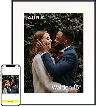 Aura Walden 15" WiFi Digital Picture Frame | Wirecutters Best Digital Frame for Gifting | Send Photos from Your Phone | Quick, Easy Setup in Aura App | Free Unlimited Storage | Black w/White Mat