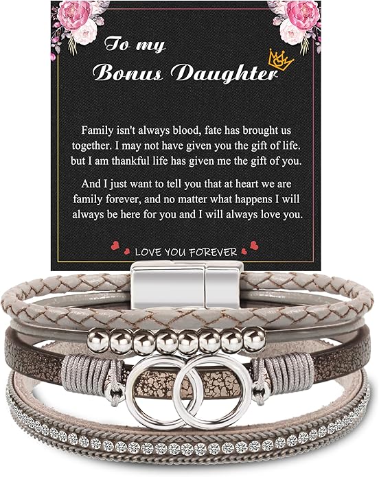 Btysun Bracelets for Women,Stocking Stuffers for Teens Birthday Gifts for Mom Inspirational Gift for Women Mother's Day Daughter Wrap Bracelet Sister Friend Teen Girl Gifts Leather Layered Jewelry Valentines Gift for Her