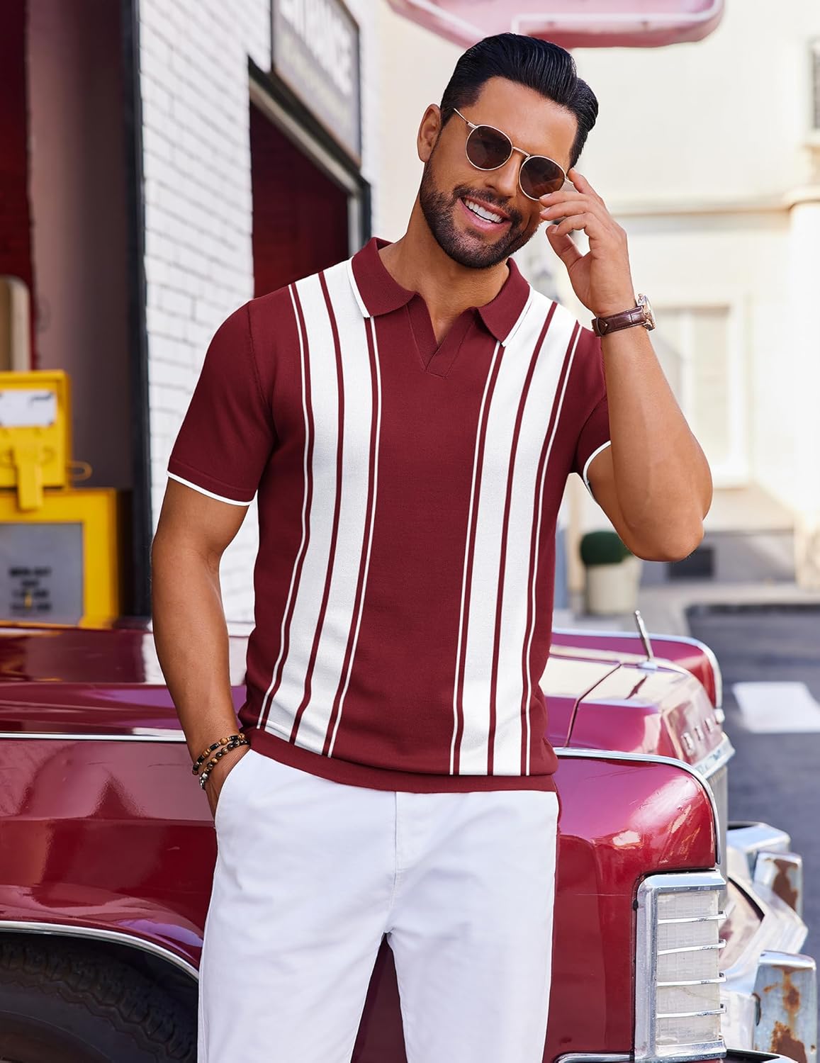 COOFANDY Mens Polo Shirts Short Sleeve Casual Knit Polo Shirt Vintage Golf T Shirts Old Money Tops - Image 3