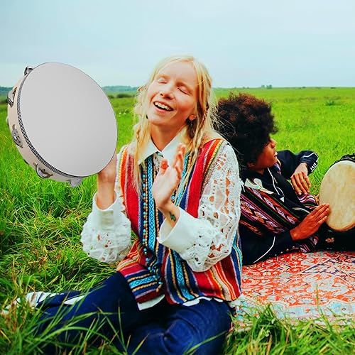 Miniatura 6 de Pandereta de mano, 3 unidades, 6, 8, 10 pulgadas, percusión de tambor de madera de pandereta, pandereta musical educativa, instrumentos de orff,